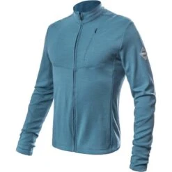 Baselayer Merino Upper Outdoor Men's Long Sleeve Full Zip Mint Blue X-Large