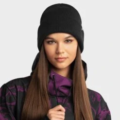 Bonnet Hiver Sports D'hiver Homme Et Femme Snowflake Black Noir -Équipement Sportif bonnet hiver sports dhiver homme et femme snowflake black noir 3