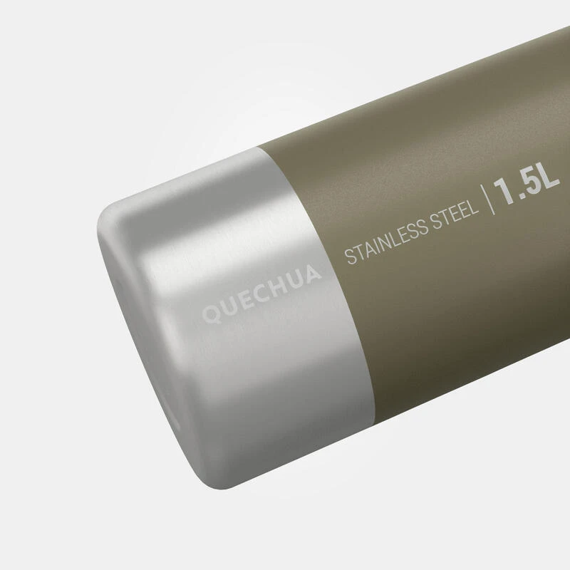 Quechua Gourde Inox 1,5L Avec Bouchon à Vis Pour La Randonnée - Kaki 3 Quechua Gourde Inox 1,5L Avec Bouchon à Vis Pour La Randonnée - Kaki – Image 3