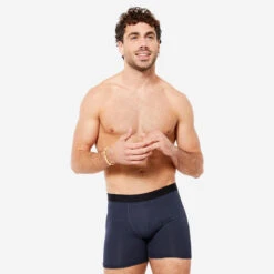 Decathlon Lot De 3 Boxers Respirants En Microfibre Homme - Bleu Foncé/bleu/kaki -Équipement Sportif lot de 3 boxers respirants en microfibre homme bleu foncebleukaki 2