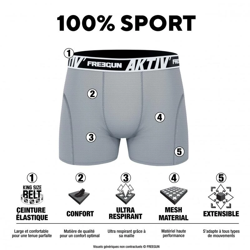 FREEGUN Lot De 4 Boxers Homme Aktiv Sport Ultra 3D 2 FREEGUN Lot De 4 Boxers Homme Aktiv Sport Ultra 3D – Image 2