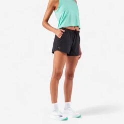 Short Running Respirant Femme - KIPRUN Run 500 Dry Noir