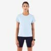 T-shirt Running Respirant Femme - KIPRUN Run 500 Dry Bleu Ciel