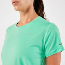 Équipement Sportif -Équipement Sportif t shirt running respirant femme kiprun run 500 dry vert 1