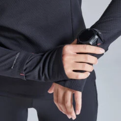 TEE SHIRT RUNNING MANCHES LONGUES HIVER FEMME KIPRUN WARM LIGHT NOIR ROSE -Équipement Sportif tee shirt running manches longues hiver femme kiprun warm light noir rose 3