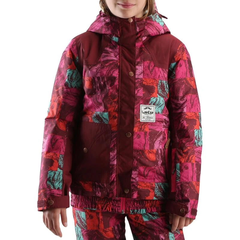 WEDZE Veste Ski Enfant Fille EVOSTYLE Imprimé Et Bordeaux 2 WEDZE Veste Ski Enfant Fille EVOSTYLE Imprimé Et Bordeaux – Image 2