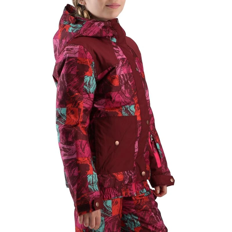 WEDZE Veste Ski Enfant Fille EVOSTYLE Imprimé Et Bordeaux 3 WEDZE Veste Ski Enfant Fille EVOSTYLE Imprimé Et Bordeaux – Image 3